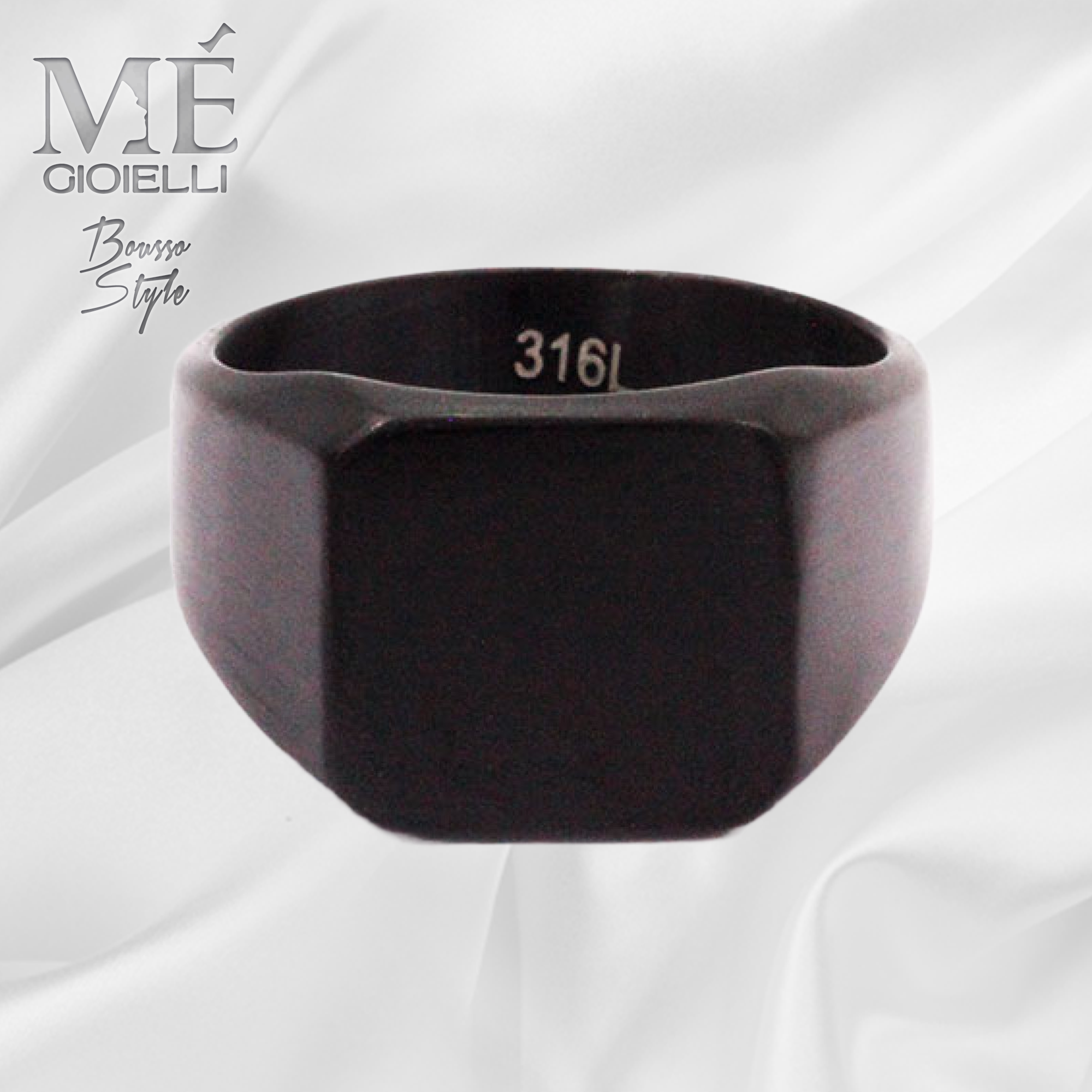Anello Quadrato nero Opaco Personalizzabile Anello Quadrato nero Opaco Personalizzabile