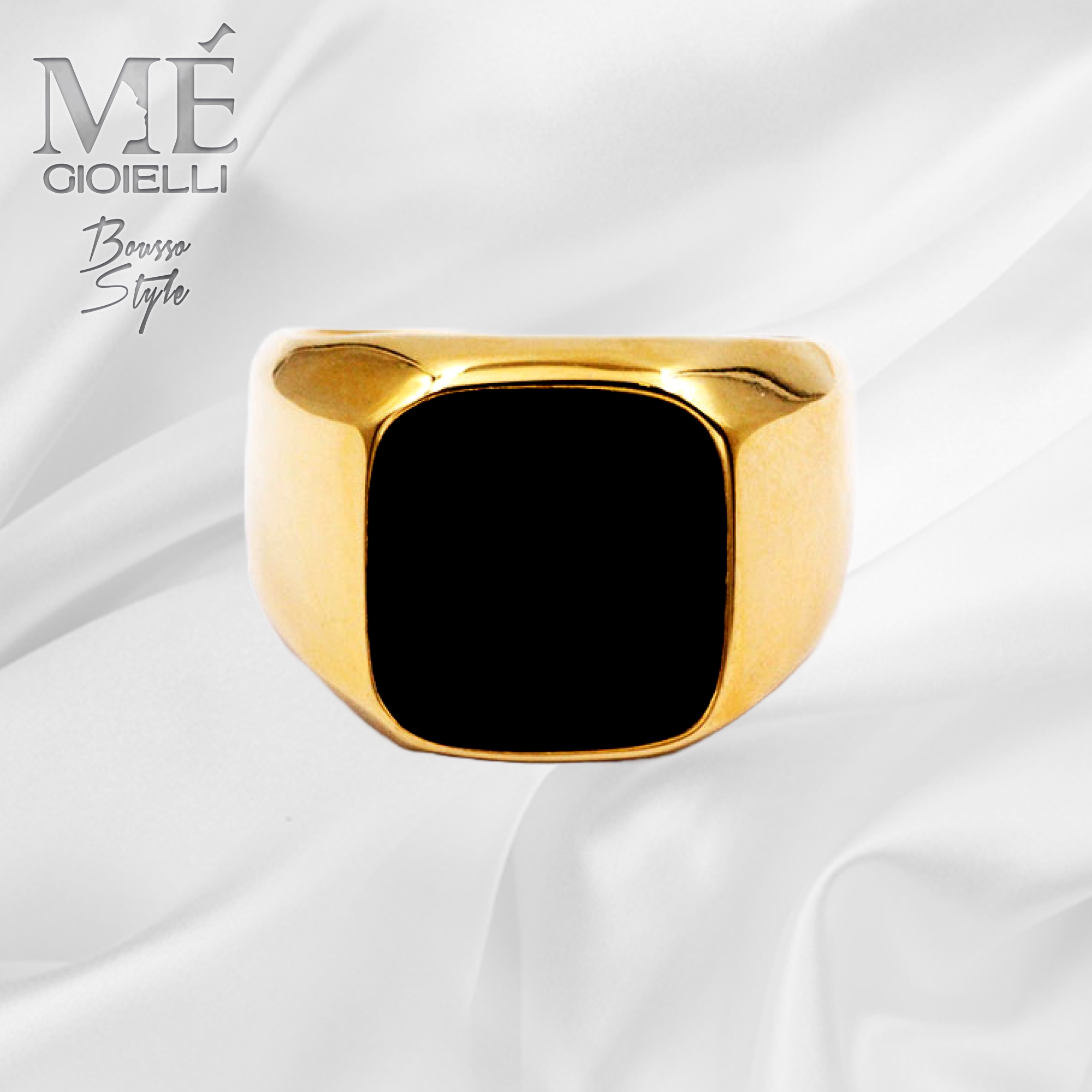 Anello Pietra Onice Quadrato Piatto