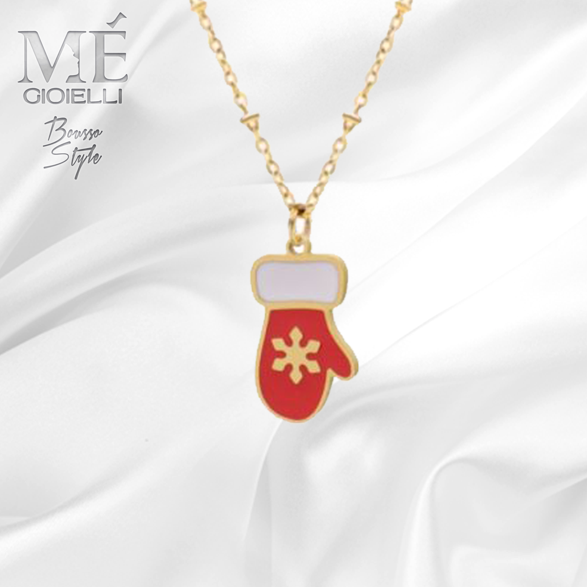 Collana Natale 01 Guanto Rosso Gold HEL