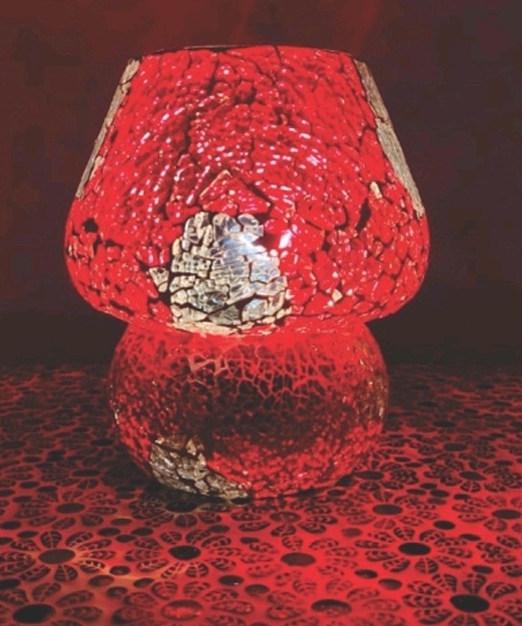 Lampada Mosaico in Vetro Fungo e Ceramica Me Gioielli Personalizzabili