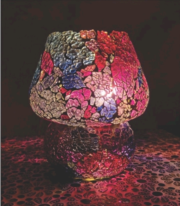 Lampada Mosaico in Vetro Fungo e Ceramica Me Gioielli Personalizzabili