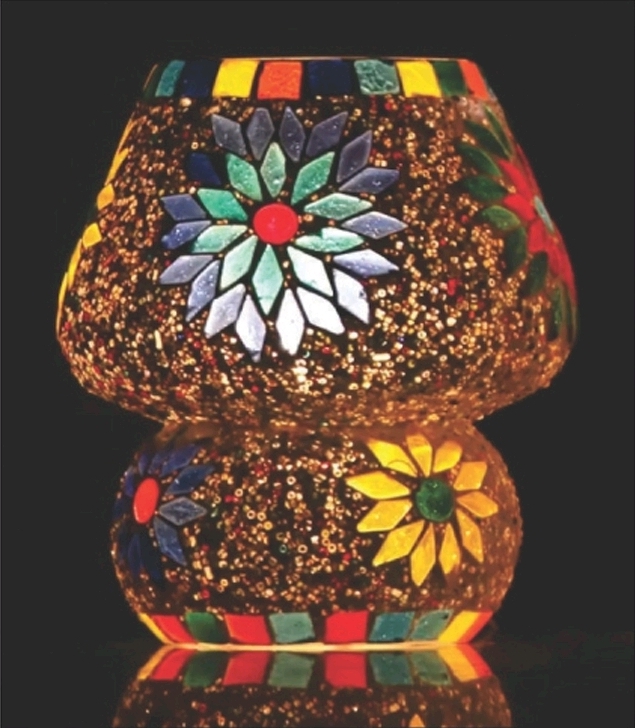 Lampada Mosaico in Vetro Fungo e Ceramica Me Gioielli Personalizzabili