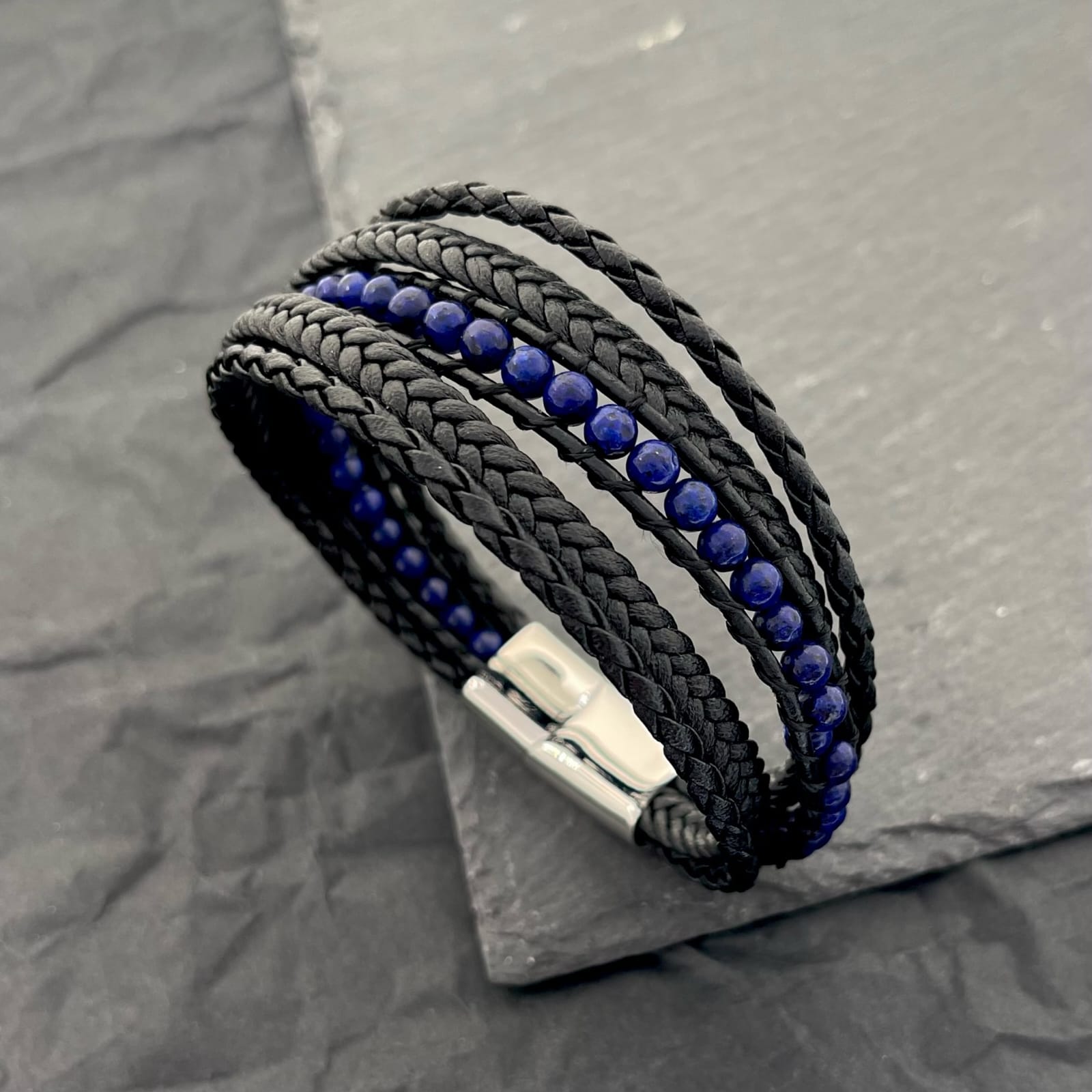 Multi Bracciale Cuoio e Lapislazzuli Multi Bracciale Cuoio e Lapislazzuli