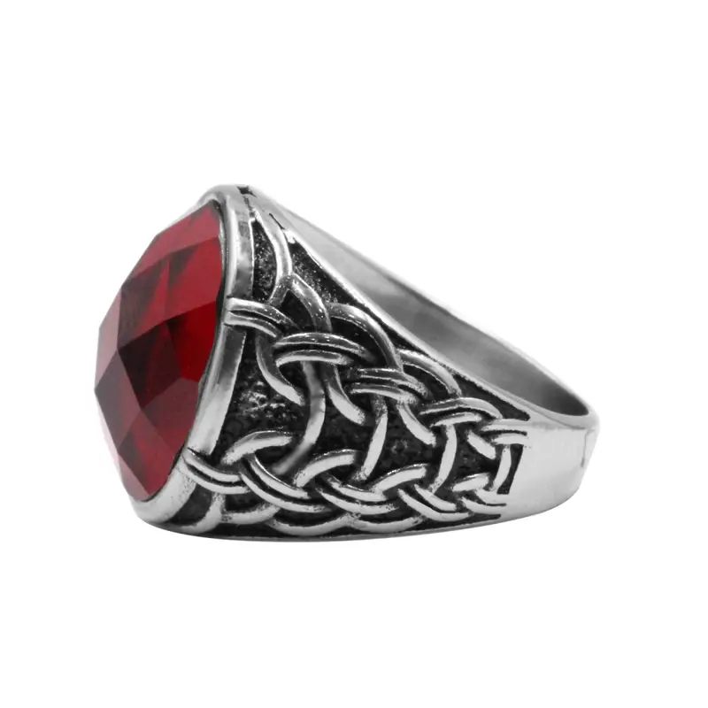 Anello Pietra Rossa Intreccio Maglione Anello Pietra Rossa Intreccio Maglione