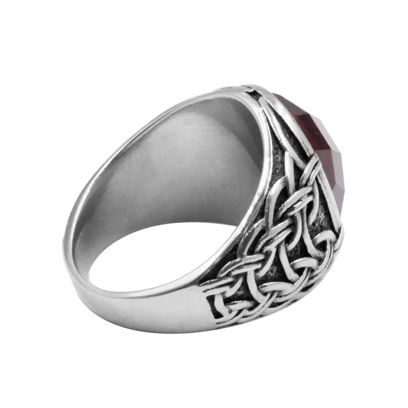 Anello Pietra Rossa Intreccio Maglione Anello Pietra Rossa Intreccio Maglione