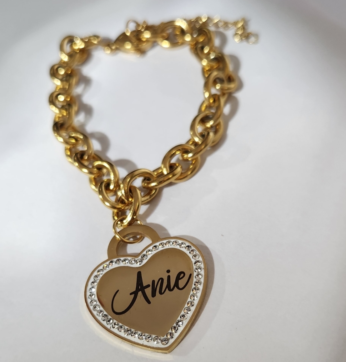 Bracciale Catena Grande Ciondolo Cuore Microswarowsky Bracciale Catena Grande Ciondolo Cuore Microswarowsky
