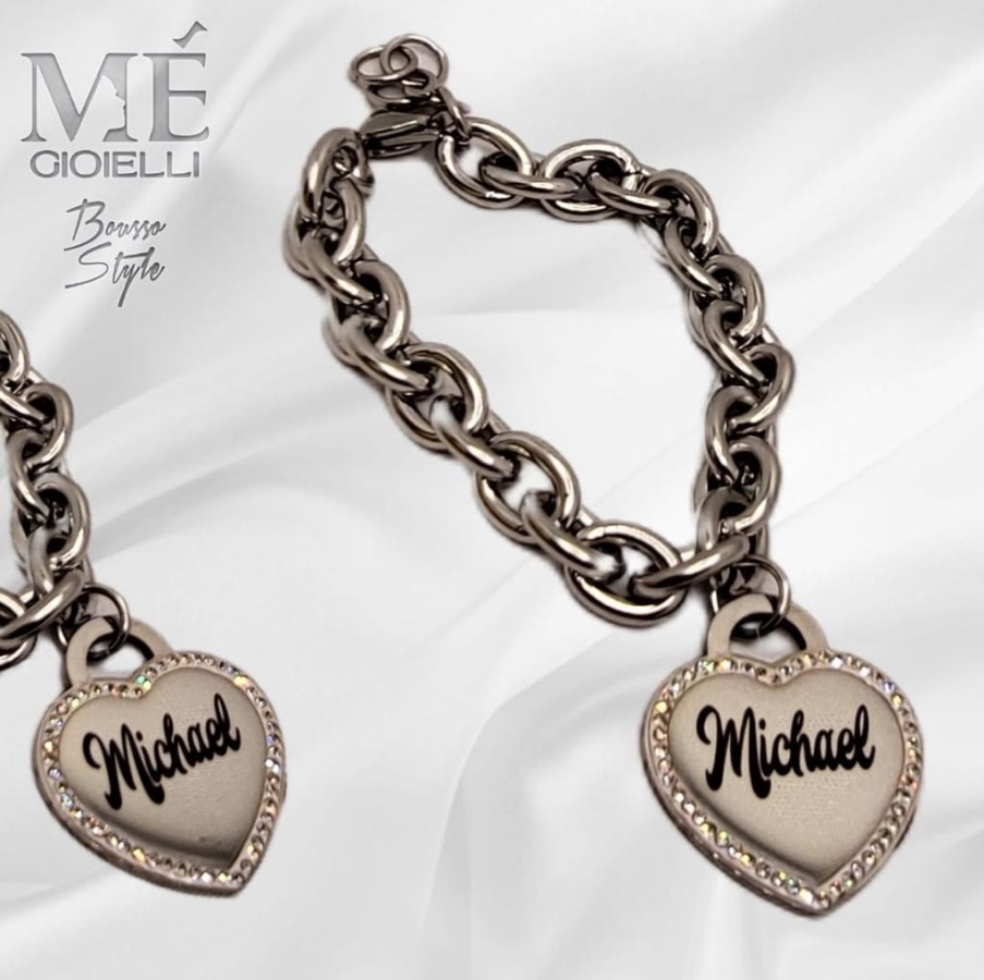 Bracciale Catena Grande Ciondolo Cuore Microswarowsky Bracciale Catena Grande Ciondolo Cuore Microswarowsky