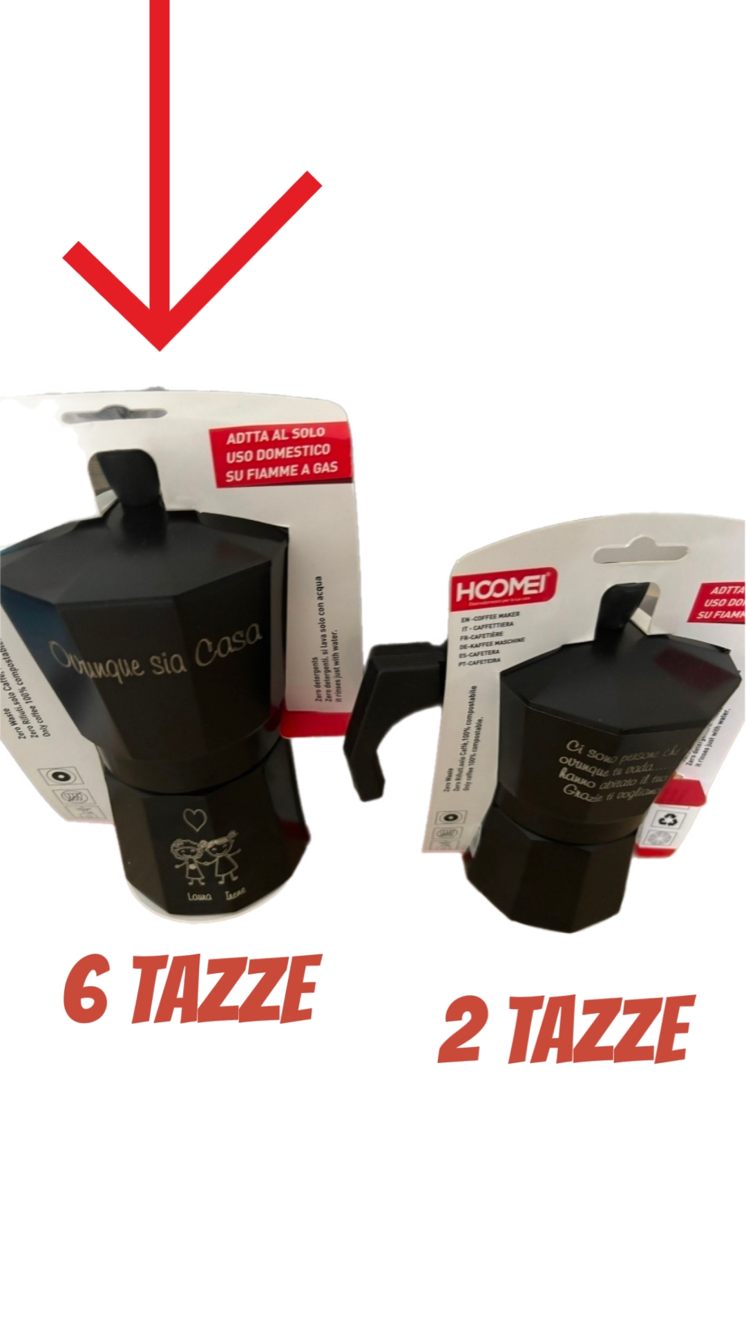 Moka nera personalizzata da 6 tazze caffettiera regalo MeGioielli